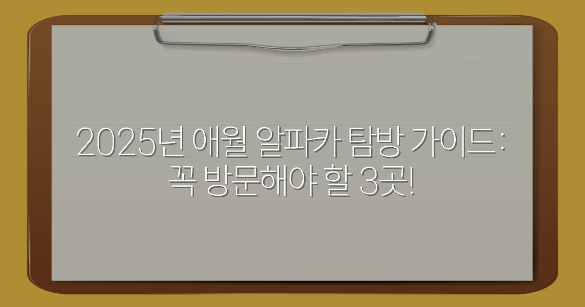 2025년 애월 알파카 탐방 가이드: 꼭 방문해야 할 3곳!